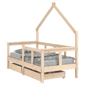 Estructura de cama para niños con cajones madera pino 70x140 cm H