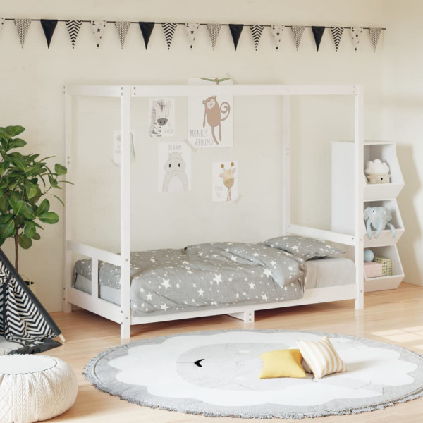 Estructura de cama para niños madera de pino blanco 80x160 cm D