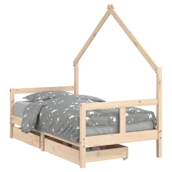 Estructura de cama infantil con cajones madera de pino 80x160cm M 2