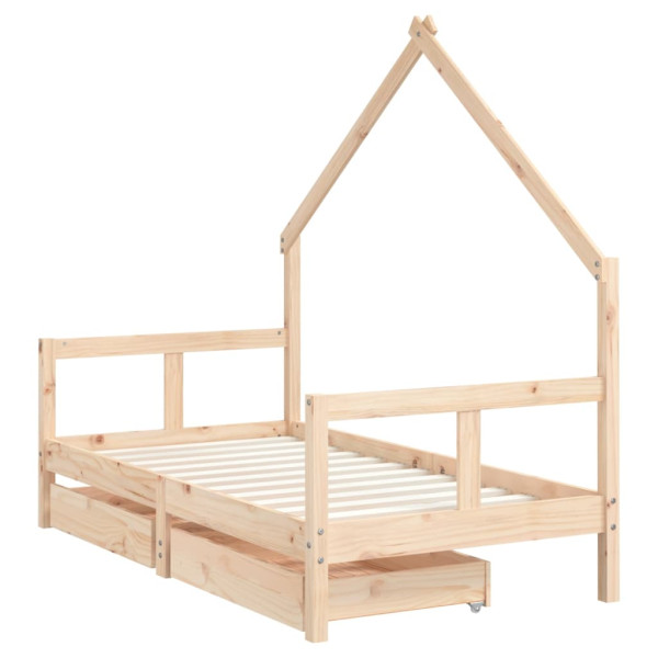Estructura de cama infantil con cajones madera de pino 80x160cm M 3