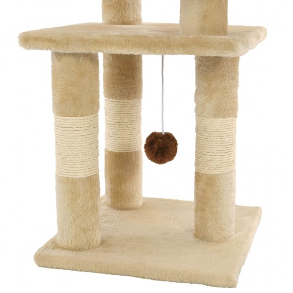 Rascador para gatos con postes de sisal 65 cm beige M 5