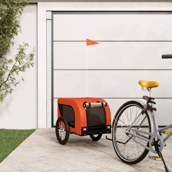 Remolque bicicleta para perros hierro tela Oxford naranja negro D