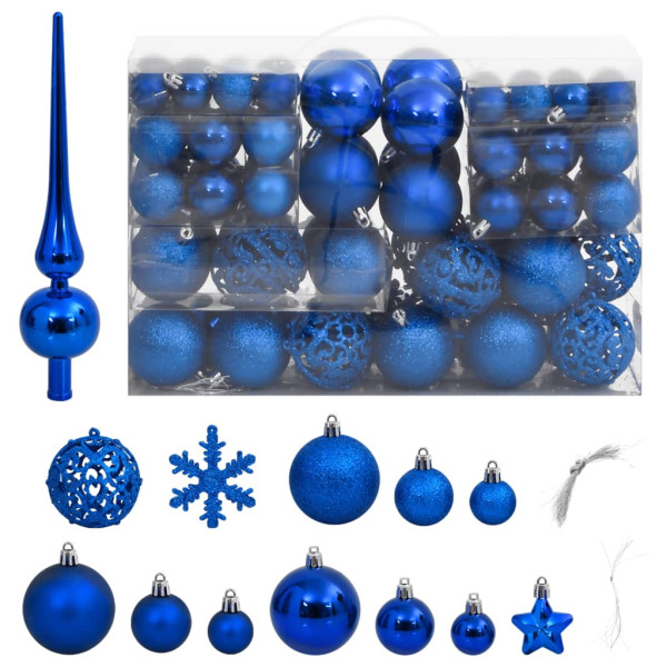 Juego de bolas de Navidad 111 pzas poliestireno azul D