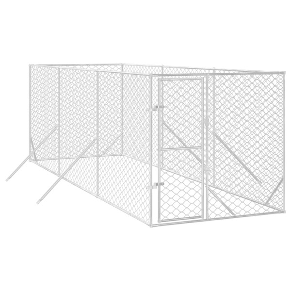 Canil de exterior 2x6x2 m aço galvanizado prateado M 3