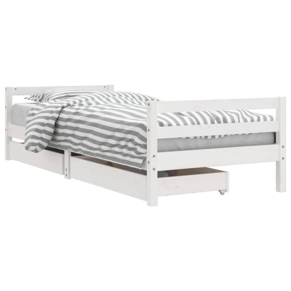Estrutura cama infantil c/ gavetas 90x200cm pinho maciço branco M 2