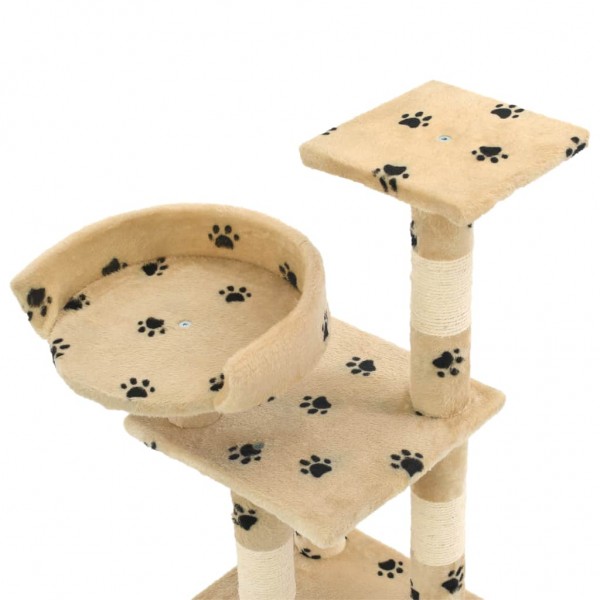 Rascador para gatos poste de sisal 65 cm huellas beige M 4