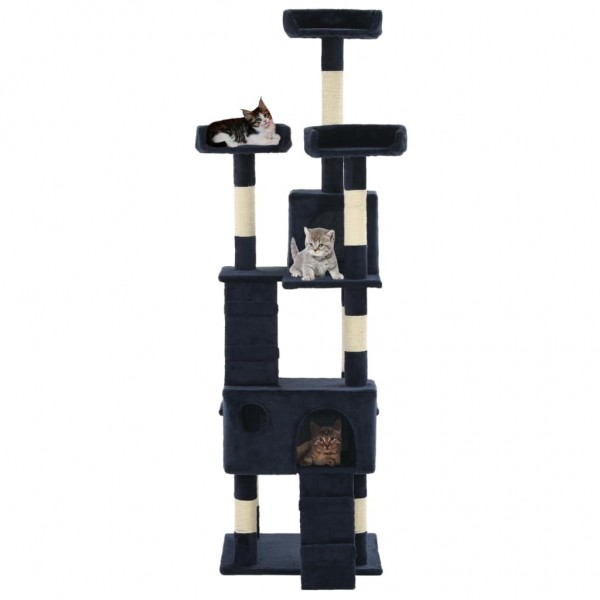 Rascador para gatos con poste de sisal 170 cm azul D