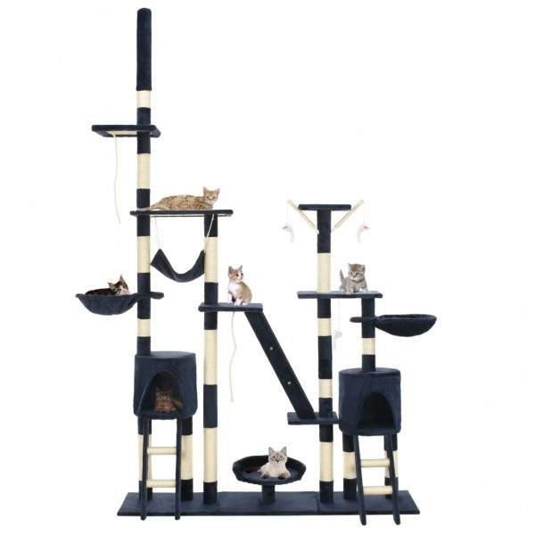 Rascador para gatos con poste de sisal 230-250 cm azul D