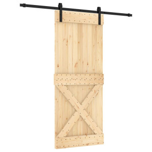 Puerta corredera con herrajes madera maciza de pino 85x210 cm H