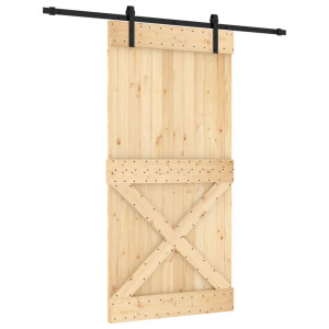 Puerta corredera con herrajes madera maciza de pino 100x210 cm H