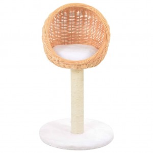 Rascador para gatos con poste de sisal madera natural de sauce H