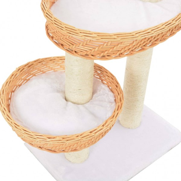 Rascador para gatos con poste de sisal madera natural de sauce M 4
