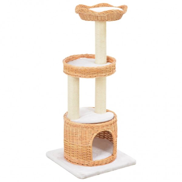 Rascador para gatos con poste de sisal madera natural de sauce D