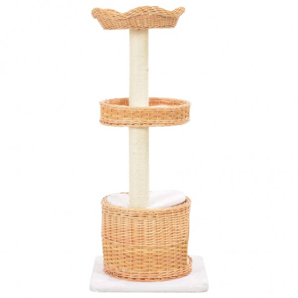 Rascador para gatos con poste de sisal madera natural de sauce M 3