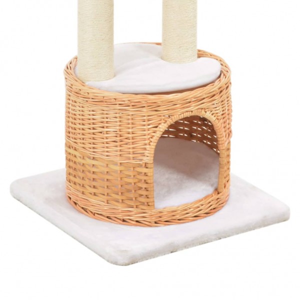 Rascador para gatos con poste de sisal madera natural de sauce M 5