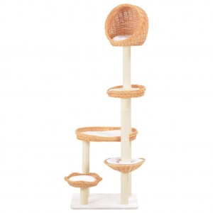 Rascador para gatos con poste de sisal madera natural de sauce H