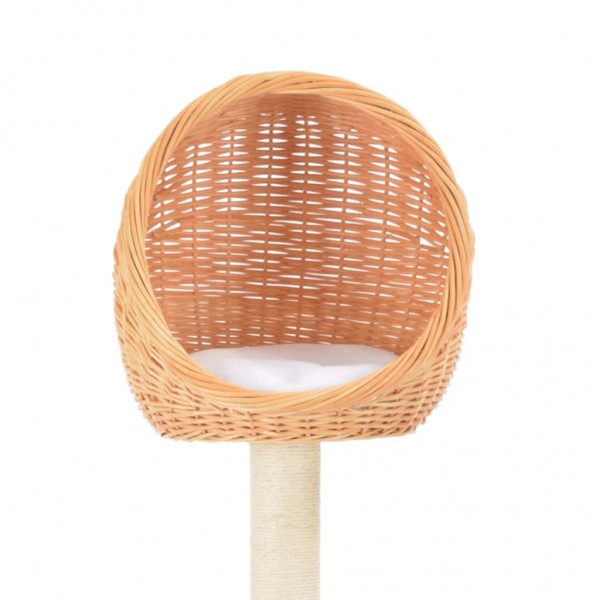 Rascador para gatos con poste de sisal madera natural de sauce M 4