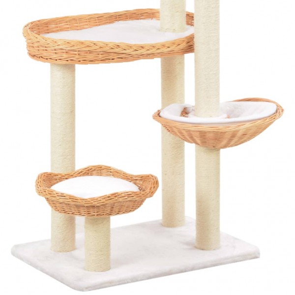 Rascador para gatos con poste de sisal madera natural de sauce M 5