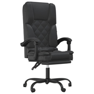 Silla de oficina reclinable masaje cuero sintético negro H