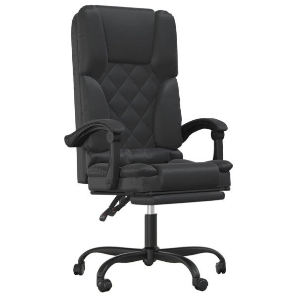 Silla de oficina reclinable masaje cuero sintético negro M 2