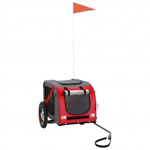 Remolque de bicicleta para perros hierro tela Oxford rojo gris H