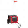 Remolque de bicicleta para perros hierro tela Oxford rojo gris 2