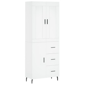 Aparador alto madera contrachapada blanco 69.5x34x180 cm H