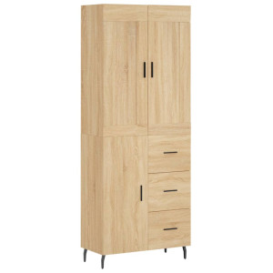 Aparador alto madera contrachapada color roble 69.5x34x180 cm H