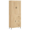Aparador alto madera contrachapada color roble 69.5x34x180 cm 2