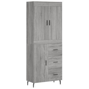Aparador alto madera contrachapada gris sonoma 69.5x34x180 cm H