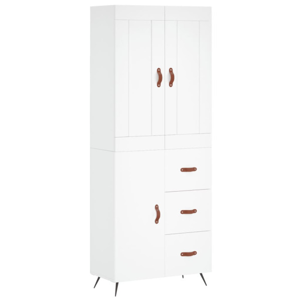 Aparador alto madera contrachapada blanco 69.5x34x180 cm M 2