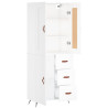 Aparador alto madera contrachapada blanco 69.5x34x180 cm 4