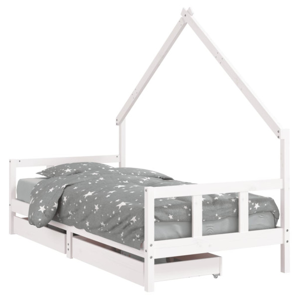 Estructura cama infantil y cajones madera pino blanco 90x190 cm M 2