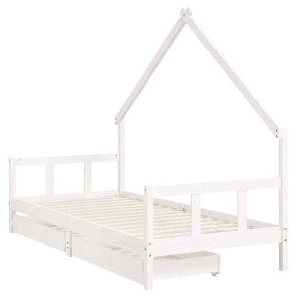 Estructura cama infantil y cajones madera pino blanco 90x190 cm M 3