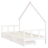 Estrutura cama infantil c/ gavetas 90x190cm pinho maciço branco 3