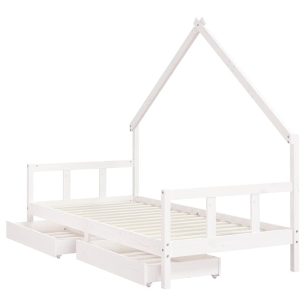 Estrutura cama infantil c/ gavetas 90x190cm pinho maciço branco M 4