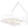 Estrutura cama infantil c/ gavetas 90x190cm pinho maciço branco 4