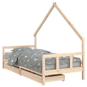 Estructura de cama para niños con cajones madera pino 90x200 cm H