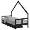 Estructura de cama niños con cajones madera pino negro 80x200cm 2