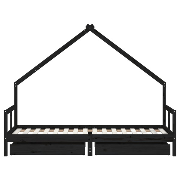 Estrutura cama infantil c/ gavetas 80x200cm pinho maciço preto M 5