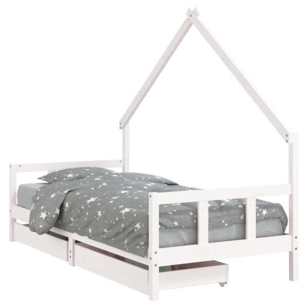 Estructura cama niños con cajones madera pino blanco 90x200 cm M 2
