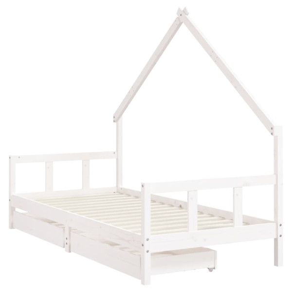 Estructura cama niños con cajones madera pino blanco 90x200 cm M 3
