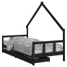 Estructura de cama niños con cajones madera pino negro 90x200cm 2