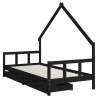 Estrutura cama infantil c/ gavetas 90x200 cm pinho maciço preto 3