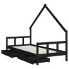 Estructura de cama niños con cajones madera pino negro 90x200cm 4