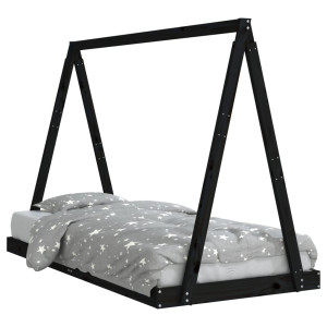 Estructura de cama para niños madera de pino negro 90x190 cm H