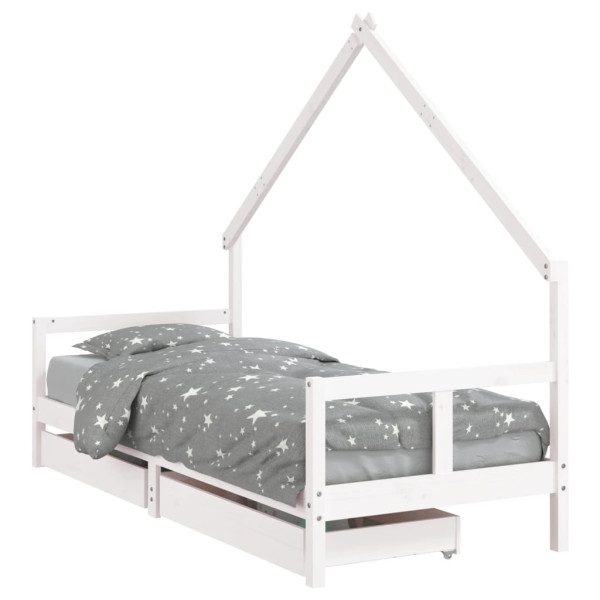 Estructura cama niños con cajones madera pino blanco 80x200 cm M 2