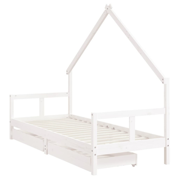 Estructura cama niños con cajones madera pino blanco 80x200 cm M 3