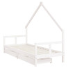 Estrutura cama infantil c/ gavetas 80x200cm pinho maciço branco 3