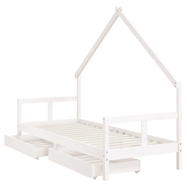 Estrutura cama infantil c/ gavetas 80x200cm pinho maciço branco M 4